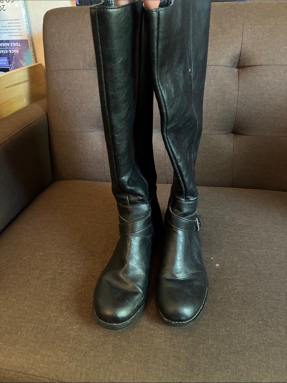 Kenneth Cole Reaction Black Leather Boots with Ankle Strap